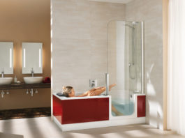 Die komfortable Duschbadewanne Twinline 2 von Artweger vereint Badewanne und Dusche. So entsteht auch in kleinen Bädern bestmöglicher Komfort. Eine extratiefe Wanne erlaubt ausgiebige Vollbäder, der fast bodenebene Einstieg ermöglicht einen komfortablen Zugang in die Dusche und Wanne