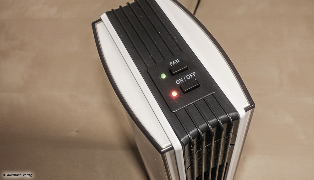 Der Puro 4 von Sonnenkönig, ein einfacher Ionisator, ist für nächtliche Ruhe mit abschaltbarem Ventilator ausgestattet