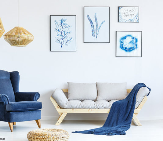Wohnzimmer Sessel blau Couch