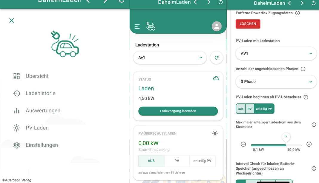 Die App des DaheimLaders bietet sämtliche Einstellungen und umfangreiche Statistiken