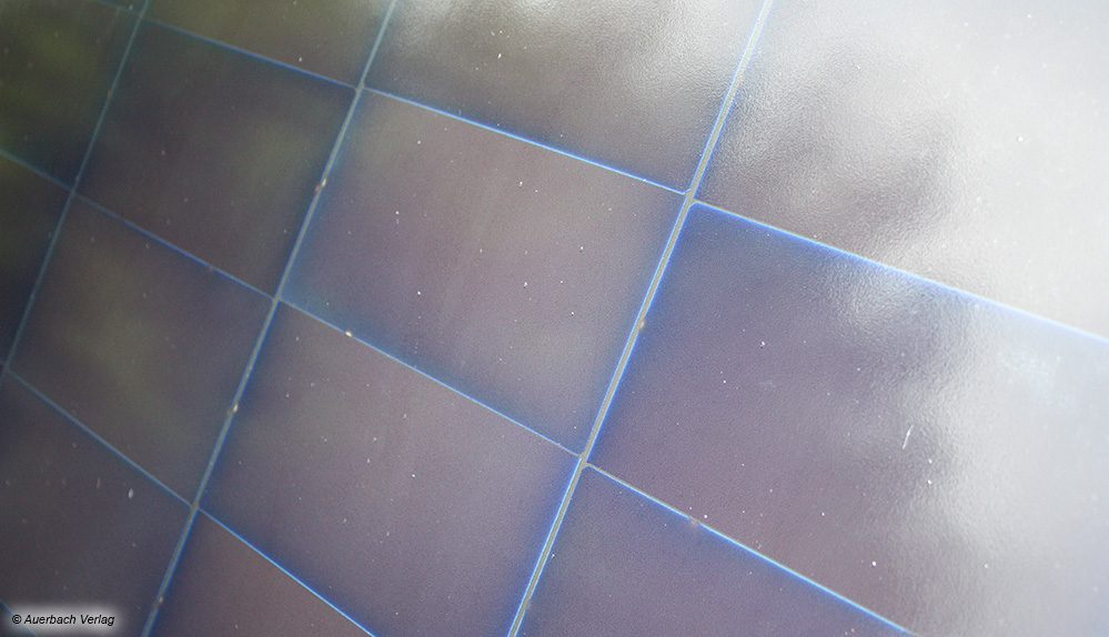 Bei den Solarzellen des Yuma-Kraftwerkes sind diese kleinen Zellen aufgrund des Deep-Black-Designs nicht sichtbar 