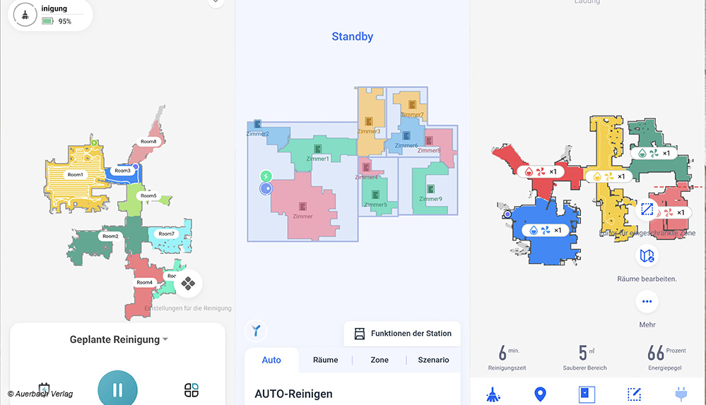  In allen Apps werden Karten von den Räumen angefertigt. Dies geschieht allerdings in sehr unterschiedlicher Qualität und Präzision