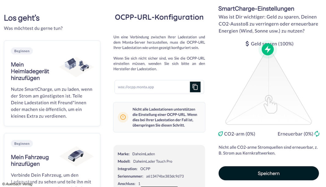 Die Einrichtung des Daheimladers Touch Pro in der Click2Charge-App vollzieht sich intuitiv