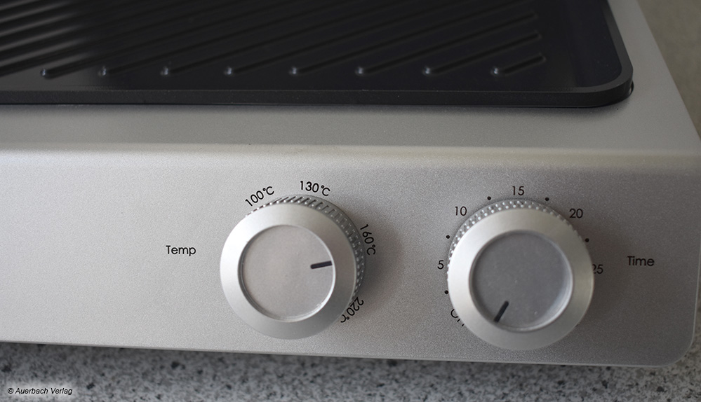 Casos Steakchef überzeugt durch Klarheit: Ein Regler für die Temperatur, einer optional als Timer – mehr Technik braucht man eigentlich nicht