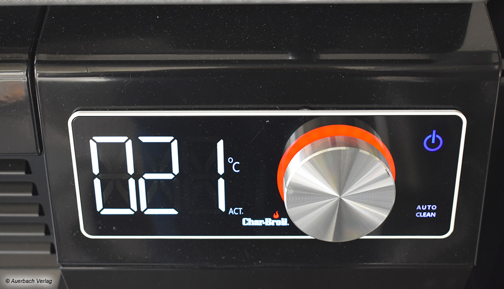 Char-Broil setzt bei der Temperatursteuerung Maßstäbe: Der Smart-E hat einen einfachen Regler, der durch ein großformatiges Display ergänzt wird 
