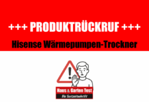 Rückruf Hisense Wärmpepumpen-Trockner